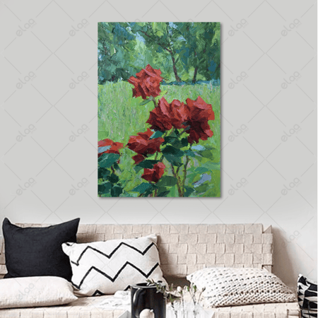 لوحة فن تجريدي زهور من الورود الحمراء