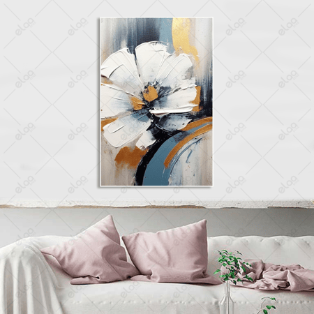 لوحة فن تجريدي مرسومة لزهرة