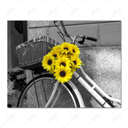 (MDF) لوحة فن تجريدي دراجة مزينة بزهور عباد الشمس