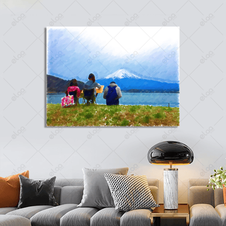 لوحة فن تجريدي طفل يرسم جبل ثلجي