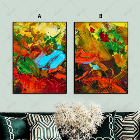 لوحات فن تجريدي متعددة الألوان