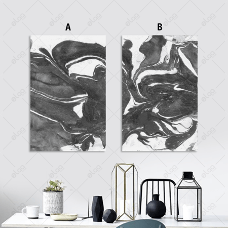 لوحات فن تجريدي باللونين الأبيض والأسود