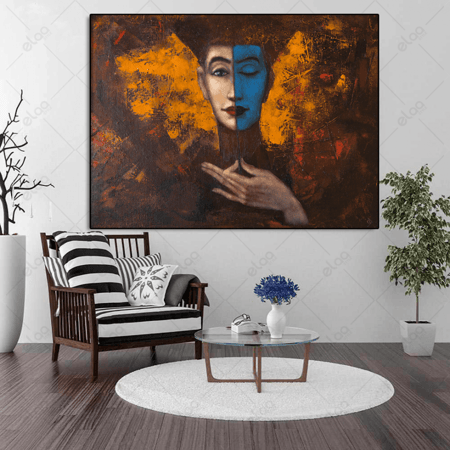 (MDF) لوحة فن تجريدي لفتاة مرسومة علي قماش