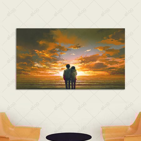 لوحة فنية مناظر طبيعية لزوجين