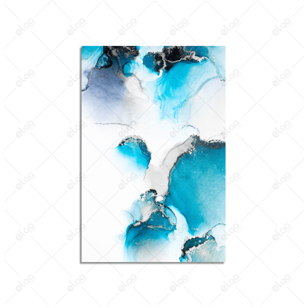 لوحة فن تجريدي باللون الأزرق والفضي