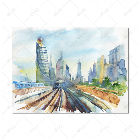 (MDF) لوحة فنية مرسومة باليد لدبي