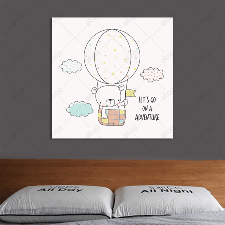 (MDF) لوحة فنية لدب في منطاد الهواء