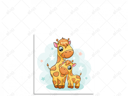 لوحة فنية زرافة وطفلها