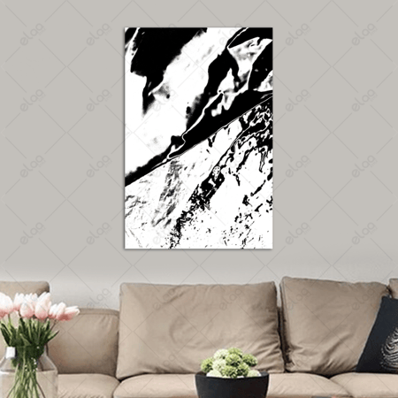 لوحة فن تجريدي باللونين الأبيض والأسود