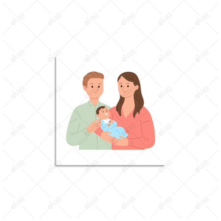 (MDF) لوحة فنية أسرة تحمل طفلها