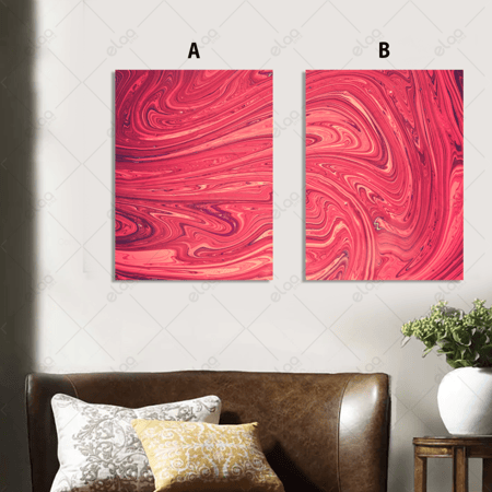 لوحات فن تجريدي باللونين الأحمر والوردي