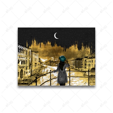 لوحة فن تجريدي ذهبية مدينة البندقية إيطاليا