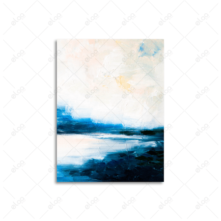 لوحة فن تجريدي باللون الأزرق والأبيض