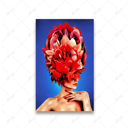 لوحات فن تجريدي ثلاث فتيات مع باقة من الزهور على الرأس