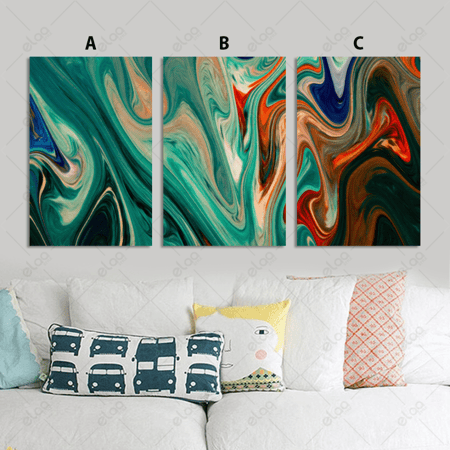 لوحات فن تجريدي باللونين الأخضر والأحمر