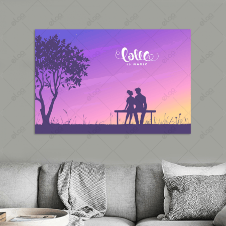 (MDF) لوحة فنية صورة ظلية للزوجين جالسين