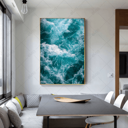(MDF) لوحة منظر طبيعي لامواج البحر باللون المحيطي