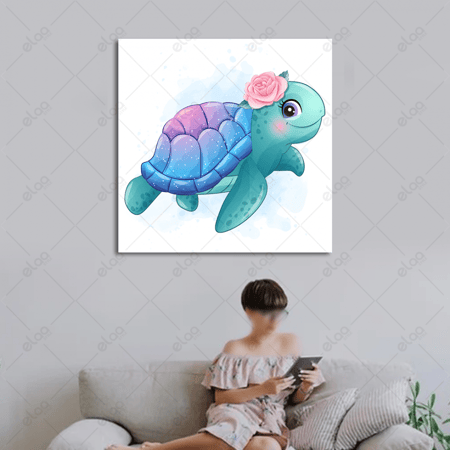 (MDF) لوحة فنية سلحفاة بألوان مائية