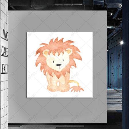 لوحة فنية أسد بالألوان المائية