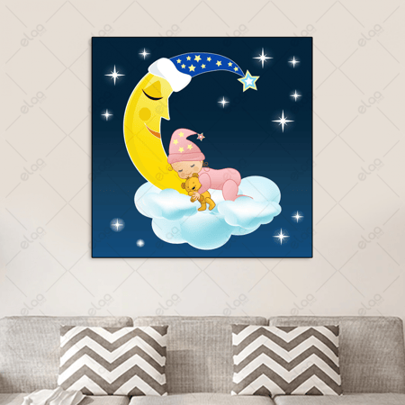 لوحة فنية الطفل ينام على سحابة