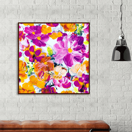 لوحة فن تجريدي زهور بألوان متعددة