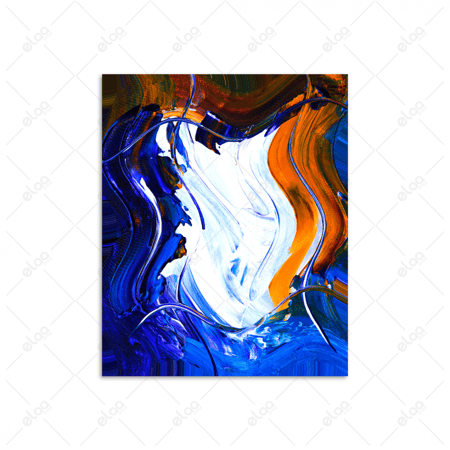 لوحة فن تجريدي بدرجات اللون الأزرق والأبيض والأصفر