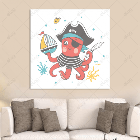 لوحة فنية أخطبوط في زي القرصان