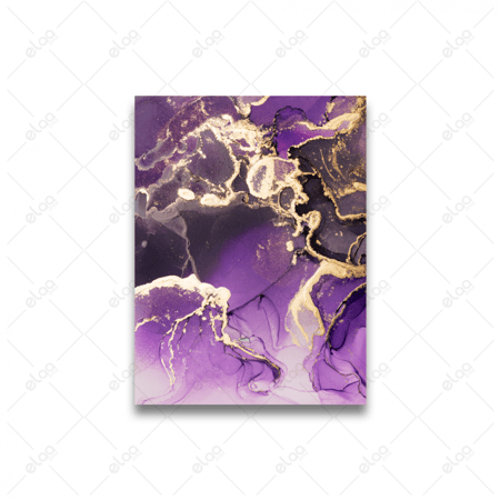 لوحات فن تجريدي حبر الكحول الذهبي الأرجواني اللامع