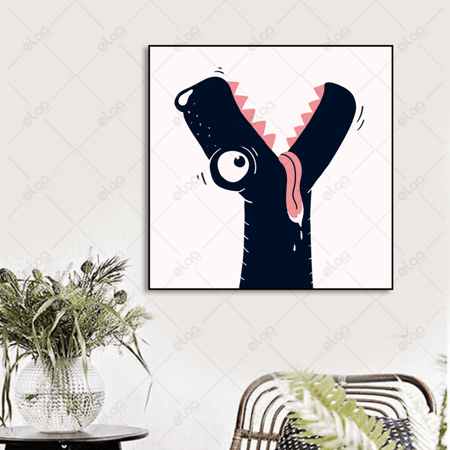 لوحة فنية رسم رأس ديناصور