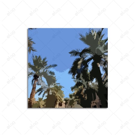 لوحة فنية لأشجار النخيل