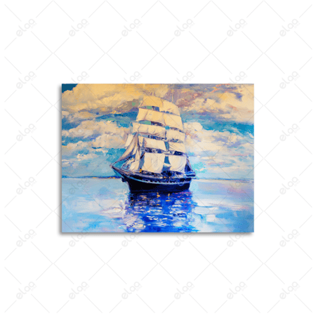 لوحة فنية لقارب شراعي يبحر