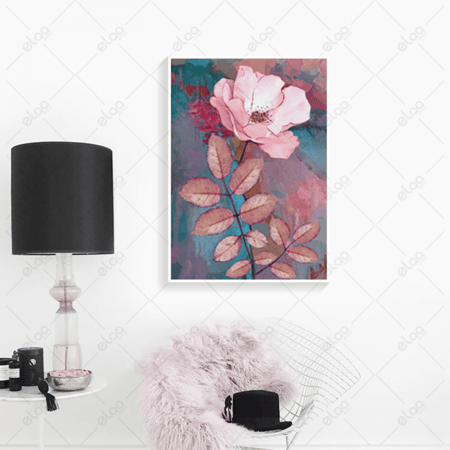 (MDF) لوحة فن تجريدي لورود باللون الوردي الفاتح بخلفية درجات التركواز والوردي