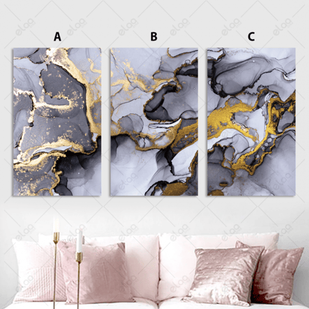 لوحات فن تجريدي حبر الكحول الذهبي الأسود اللامع