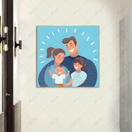 (MDF) لوحة فنية مرسومة لعائلة