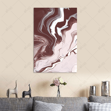 لوحة فن تجريدي باللونين ماروني فاتح والأبيض