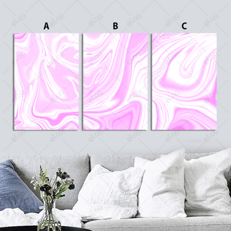 لوحات فن تجريدي باللون الوردي والأبيض