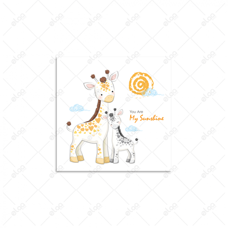 لوحة فنية لزرافة وطفلها