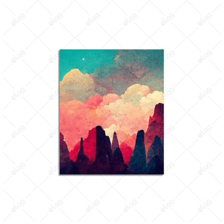 لوحات فن تجريدي قمم جبال بألوان متعددة