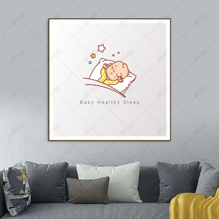 لوحة فنية لطفل نائم ليلا