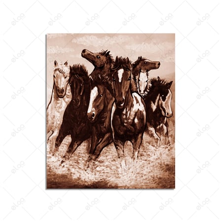 لوحة فن تجريدي لمجموعة خيول