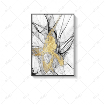 (MDF) لوحة فن تجريدي بدرجات اللون الذهبي والاسود والابيض