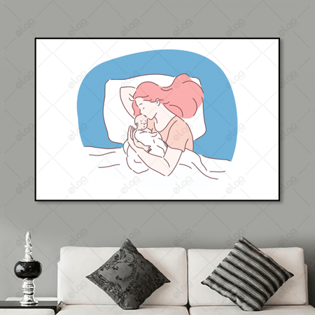 لوحة فنية أم تحمل طفلها