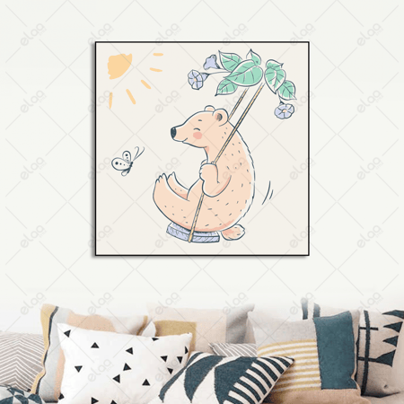 (MDF) لوحة فنية حيوان الكرتون مرسوم باليد