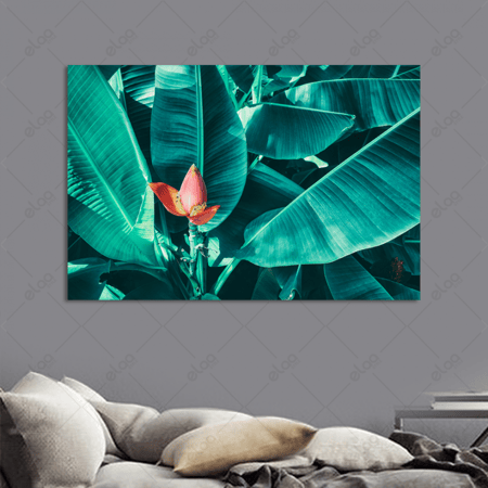 لوحة فنية أوراق نخيل الموز الاستوائية