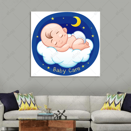 (MDF) لوحة فنية طفل الكرتون نائم على سحابة