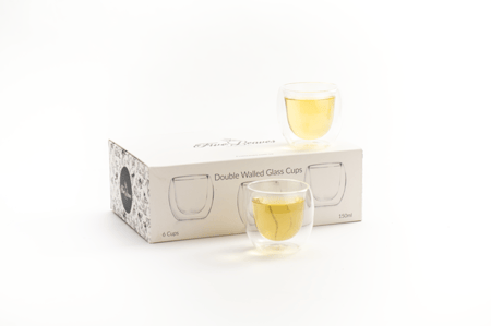 طقم من 6 اكواب زجاجية بطبقة مزدوجة سعة 150 مل