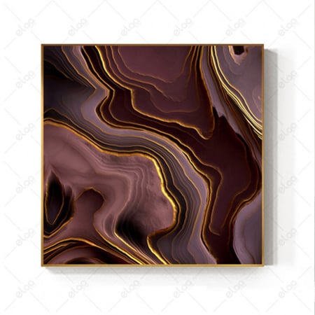 لوحات جدارية فن تجريدي درجات اللون الموف مخلوطة بالذهب وصورة طائر