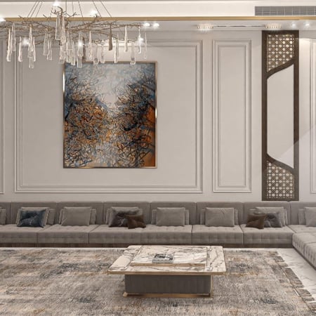 جلسة عربية بلون رمادي هادئ