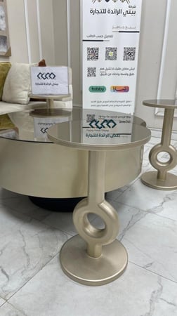 طقم طاولات 5 قطع زجاج مراية عسلي