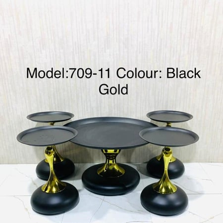 طقم 5 قطع اسود واستيل ذهبي